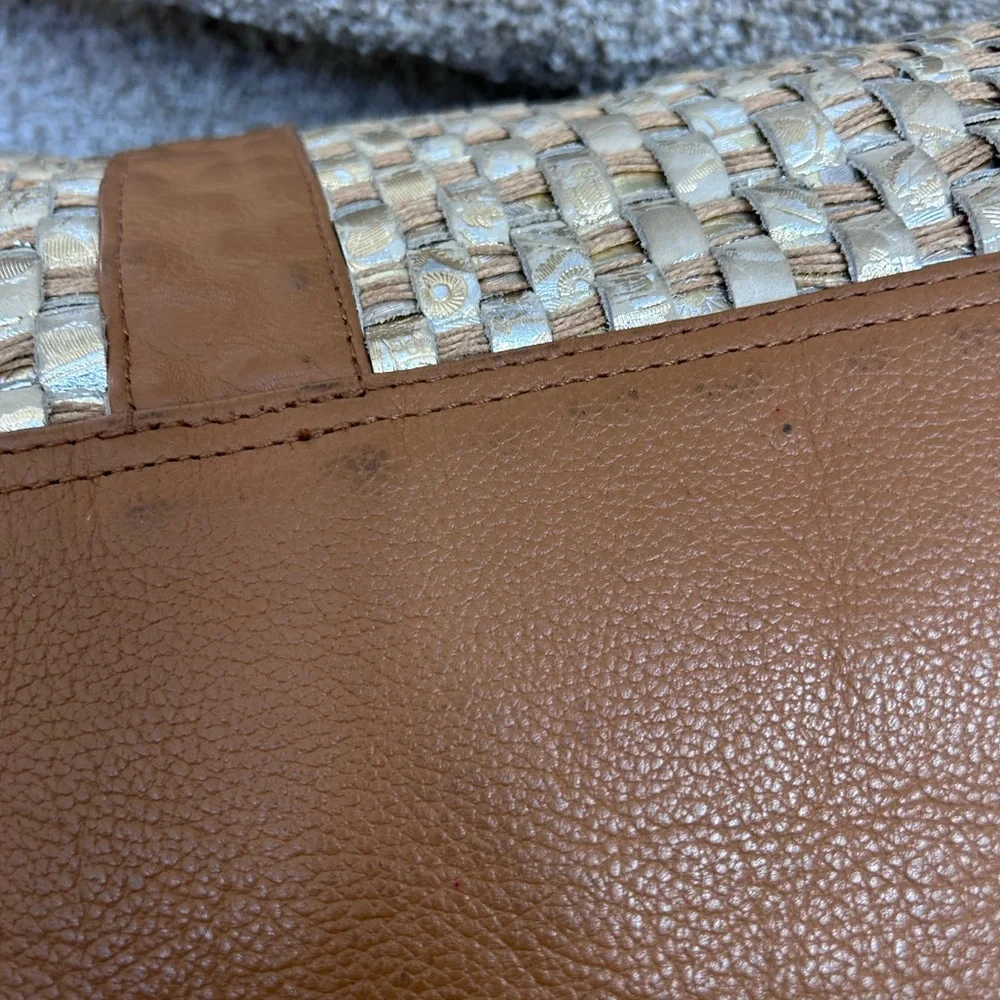 S. S. Leathers woven leather duffle bag. Metallic. Gorgeous twist on classic. - Picture 8 of 16